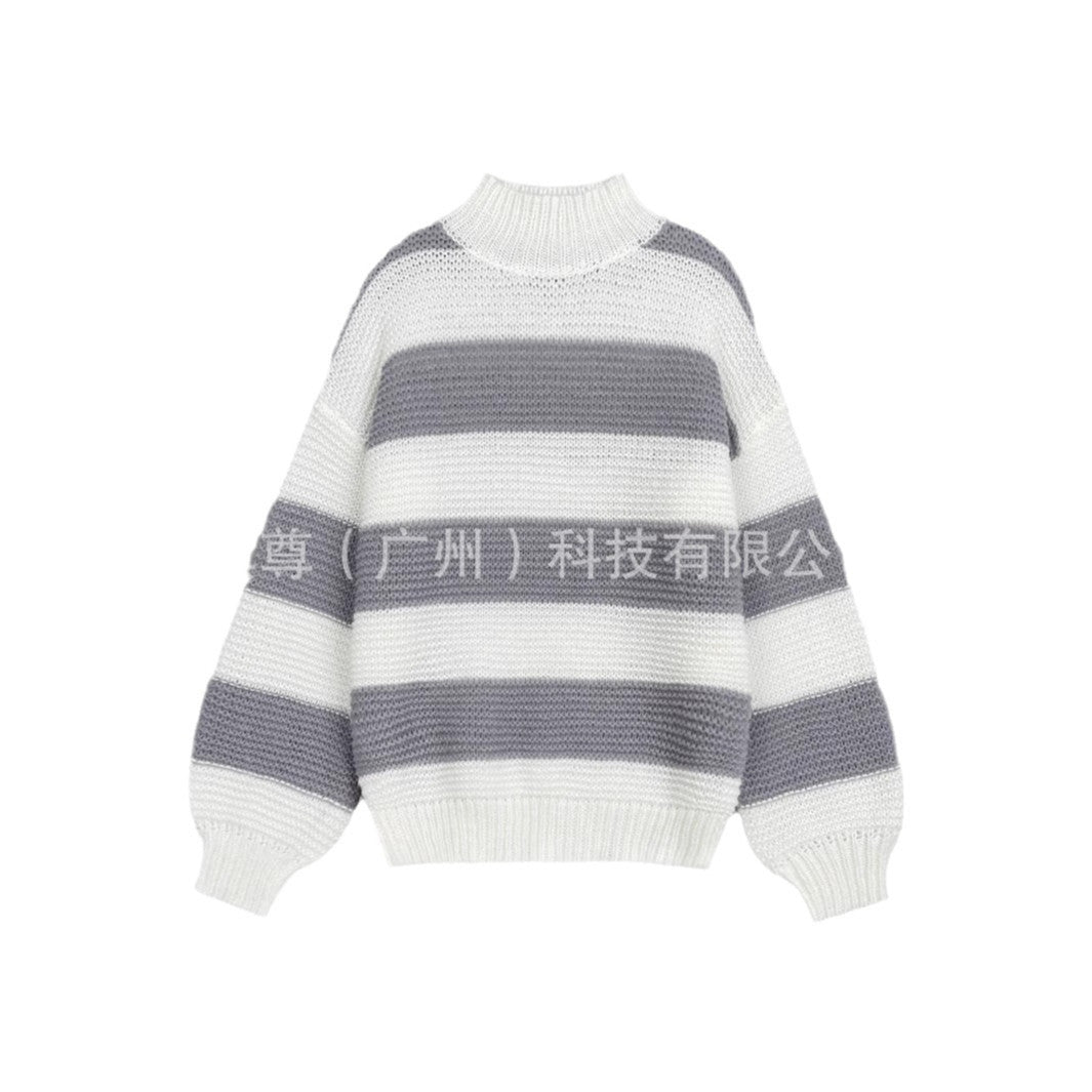 High-Neck Knit Sweater