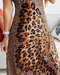 Ladies Leopard Print Maxi Dress