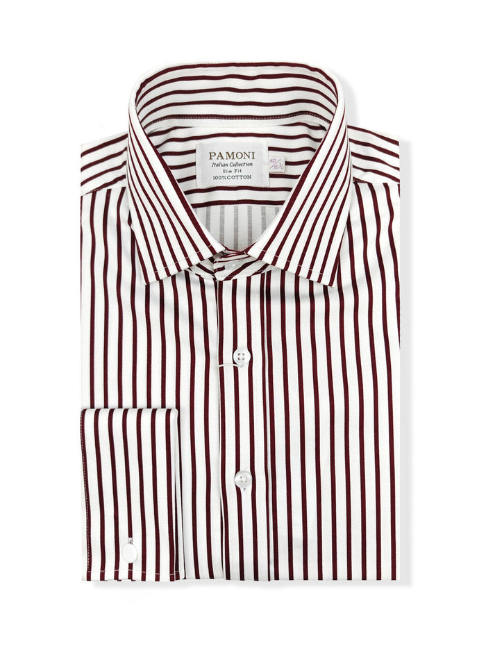 Men's Slim Fit Red & White Striped Shirt