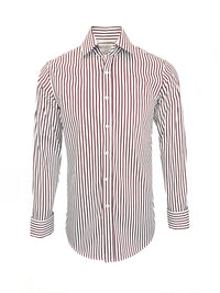 Men's Slim Fit Red & White Striped Shirt