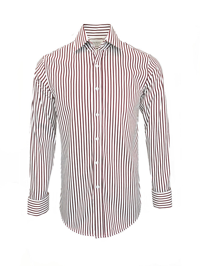 Men's Slim Fit Red & White Striped Shirt