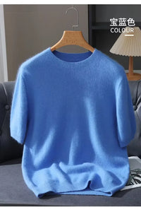 Men’s Short-Sleeve Knit Sweater - Cashmere-Feel Knit Tee