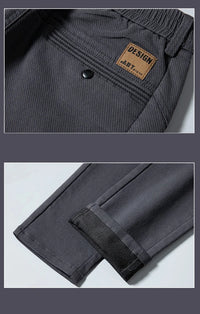 Men’s Slim Straight Stretch Twill Trousers – Smart Casual Cotton Pants
