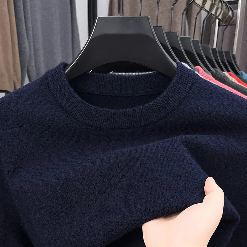 Men’s Classic Knit Sweater – Round Neck Long Sleeve Casual Pullover