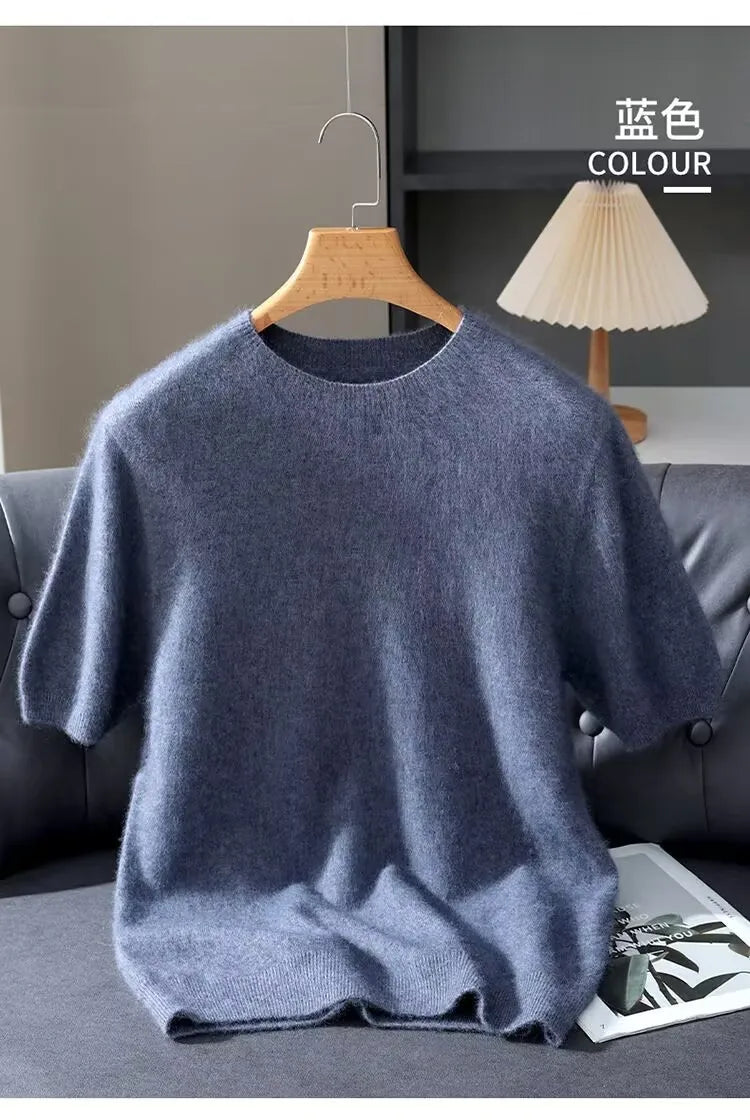 Men’s Short-Sleeve Knit Sweater - Cashmere-Feel Knit Tee