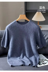 Men’s Short-Sleeve Knit Sweater - Cashmere-Feel Knit Tee