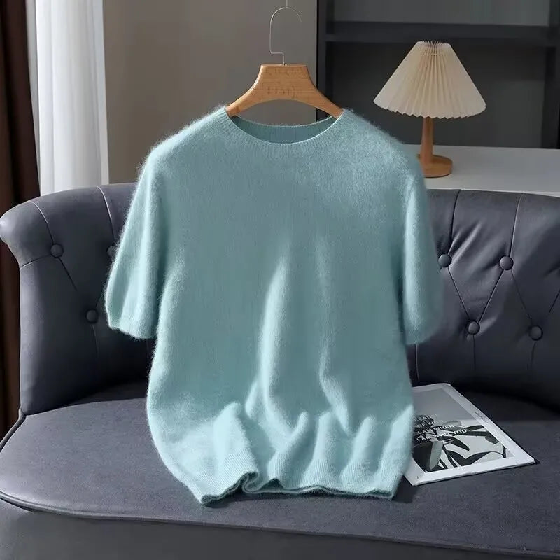 Men’s Short-Sleeve Knit Sweater - Cashmere-Feel Knit Tee
