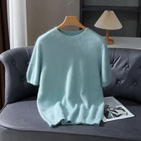 Men’s Short-Sleeve Knit Sweater - Cashmere-Feel Knit Tee