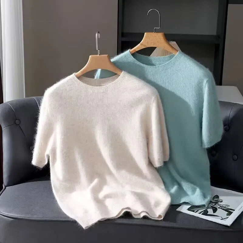 Men’s Short-Sleeve Knit Sweater - Cashmere-Feel Knit Tee