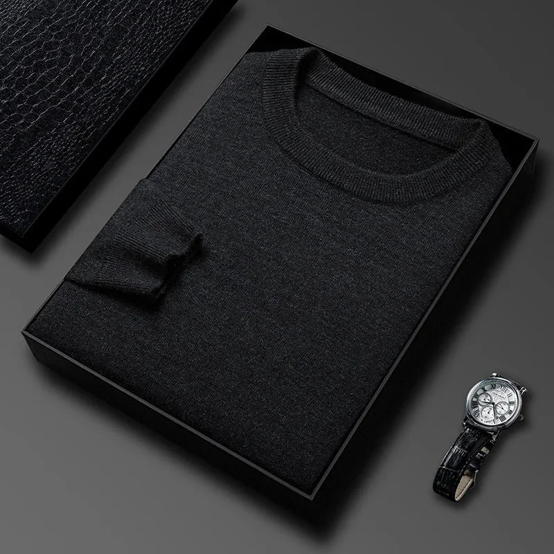 Men’s Classic Knit Sweater – Round Neck Long Sleeve Casual Pullover