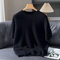 Men’s Short-Sleeve Knit Sweater - Cashmere-Feel Knit Tee