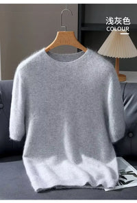 Men’s Short-Sleeve Knit Sweater - Cashmere-Feel Knit Tee