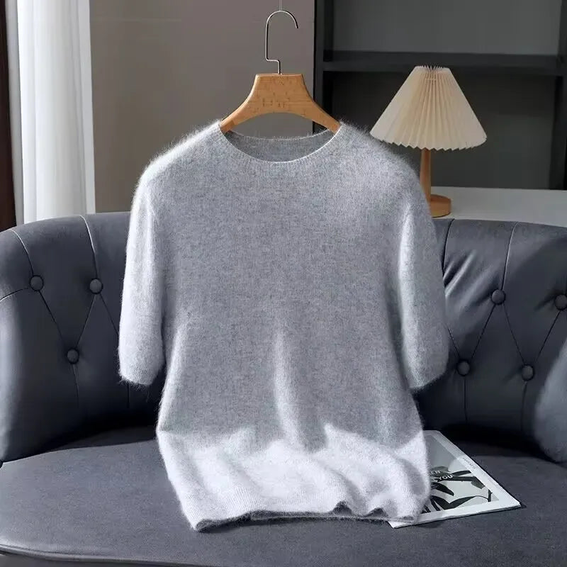 Men’s Short-Sleeve Knit Sweater - Cashmere-Feel Knit Tee