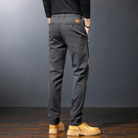 Men’s Slim Straight Stretch Twill Trousers – Smart Casual Cotton Pants