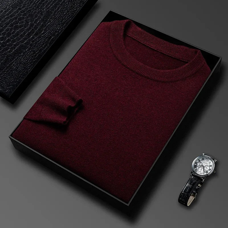Men’s Classic Knit Sweater – Round Neck Long Sleeve Casual Pullover