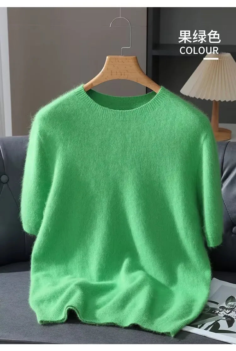 Men’s Short-Sleeve Knit Sweater - Cashmere-Feel Knit Tee