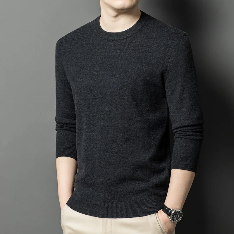 Men’s Classic Knit Sweater – Round Neck Long Sleeve Casual Pullover