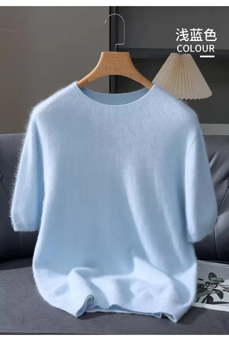 Men’s Short-Sleeve Knit Sweater - Cashmere-Feel Knit Tee