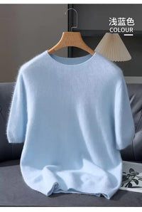 Men’s Short-Sleeve Knit Sweater - Cashmere-Feel Knit Tee