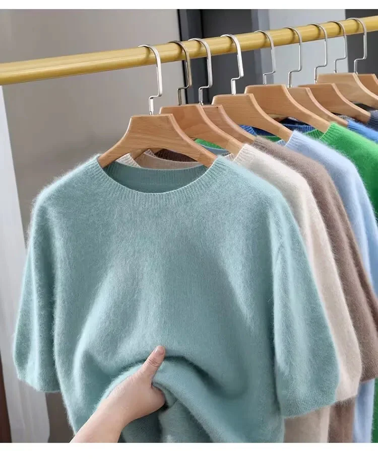 Men’s Short-Sleeve Knit Sweater - Cashmere-Feel Knit Tee