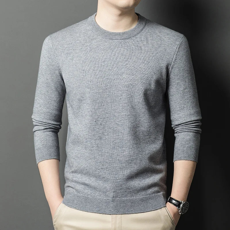Men’s Classic Knit Sweater – Round Neck Long Sleeve Casual Pullover