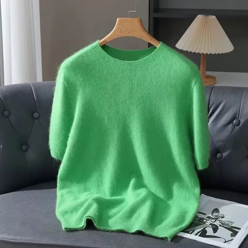 Men’s Short-Sleeve Knit Sweater - Cashmere-Feel Knit Tee