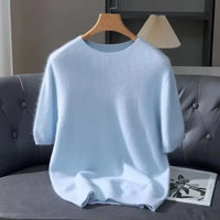 Men’s Short-Sleeve Knit Sweater - Cashmere-Feel Knit Tee