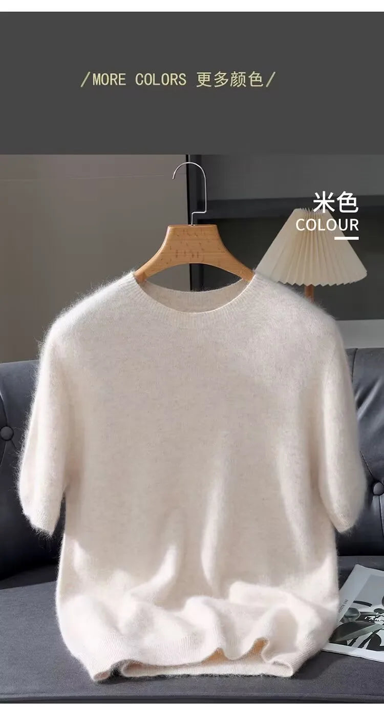 Men’s Short-Sleeve Knit Sweater - Cashmere-Feel Knit Tee