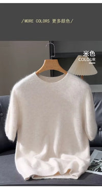 Men’s Short-Sleeve Knit Sweater - Cashmere-Feel Knit Tee