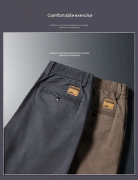Men’s Slim Straight Stretch Twill Trousers – Smart Casual Cotton Pants