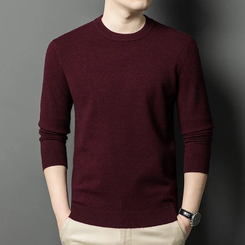 Men’s Classic Knit Sweater – Round Neck Long Sleeve Casual Pullover