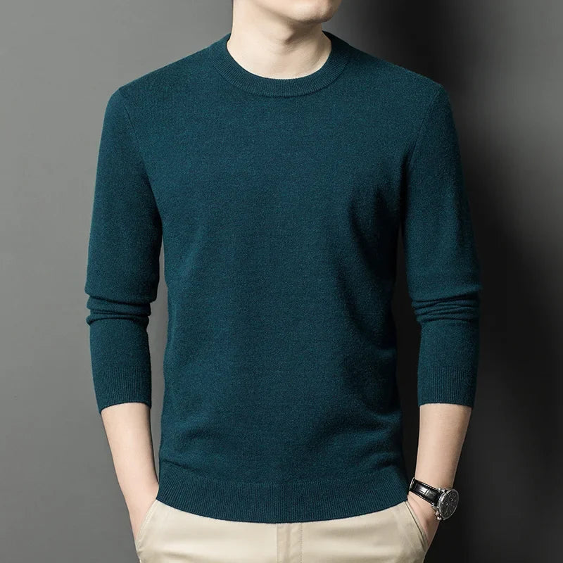 Men’s Classic Knit Sweater – Round Neck Long Sleeve Casual Pullover