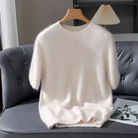 Men’s Short-Sleeve Knit Sweater - Cashmere-Feel Knit Tee