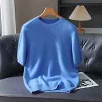 Men’s Short-Sleeve Knit Sweater - Cashmere-Feel Knit Tee