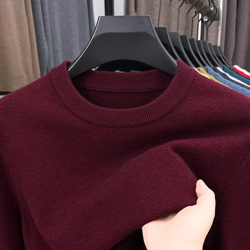 Men’s Classic Knit Sweater – Round Neck Long Sleeve Casual Pullover