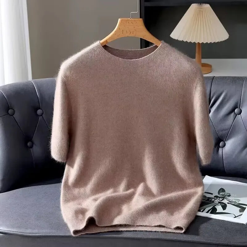 Men’s Short-Sleeve Knit Sweater - Cashmere-Feel Knit Tee